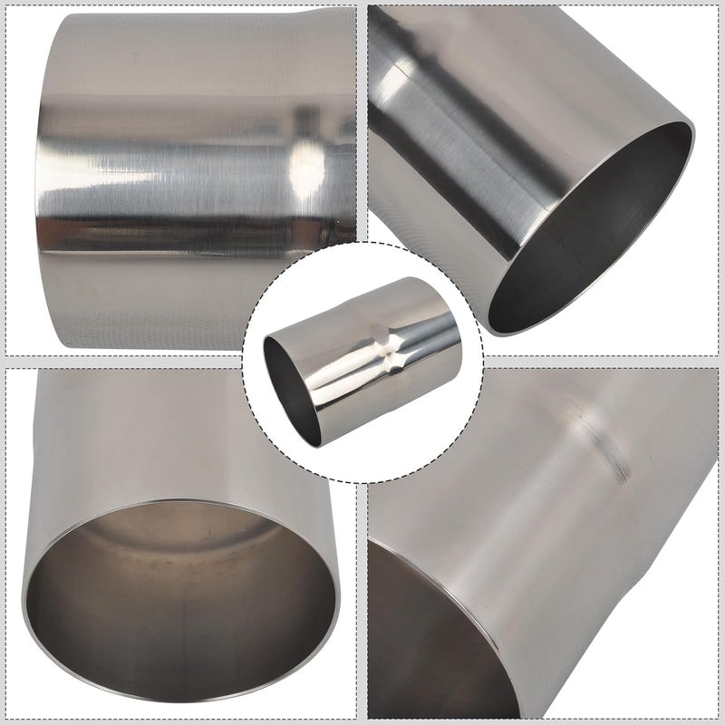 SSN Exhaust Pipe Reducer Component Adapter 2.75 Inch ID to 3.0 Inch OD Polished 304 Stainless Steel Universal ID 2.75" to OD 3.0" Exhaust Pipe Reducer Adapter 4 Inch Length-Pair 2 Pcs - Image 2